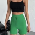 BUĞZ Tarz ve Rahatlığı Bir Arada Sunan Yüksek Bel Esnek Likralı Krep Şort Yeşil ( BUĞZ )