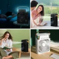 BUĞZ Taşınabilir 3 Farklı Mod Ayarlı 7 Farklı Led Işıklı Sulu Soğutmalı Taşınabilir Masaüstü USB Fan Vantilatör