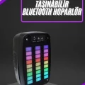 BUĞZ Taşınabilir 6.5 inç LED Bluetooth Kareoke Hoparlör RGB Işıklı Radyolu