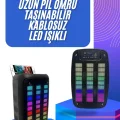 BUĞZ Taşınabilir 6.5 inç LED Bluetooth Kareoke Hoparlör RGB Işıklı Radyolu