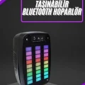BUĞZ Taşınabilir 6.5 inç LED Bluetooth Kareoke Hoparlör RGB Işıklı Radyolu - BUĞZ