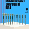 Taşınabilir Ergonomik Yapılı 13 Adet Fiber Kıllı Yüz ve Göz Makyaj Fırçası Seti