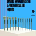 BUĞZ Taşınabilir Ergonomik Yapılı 13 Adet Fiber Kıllı Yüz ve Göz Makyaj Fırçası Seti
