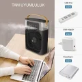 BUĞZ Taşınabilir Işıklı 5 Spreyli Vantilatör Buzlu Buharlı Vantilatör Mini Fan Nemlendirici