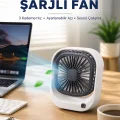 BUĞZ Taşınabilir Masaüstü Fan Ayarlanabilir Açılı Şarjlı Tasarım