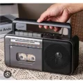 BUĞZ Taşınabilir nostaljik radyo kaset çalar FM radyo USB MP3 çalar Bluetooth hoparlör gri