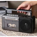 BUĞZ Taşınabilir nostaljik radyo kaset çalar FM radyo USB MP3 çalar Bluetooth hoparlör gri