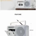 BUĞZ Taşınabilir nostaljik radyo kaset çalar FM radyo USB MP3 player Bluetooth hoparlör beyaz