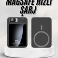  Taşınabilir Şarj Magsafe Powerbank 10.000 mAh Hızlı Şarj Led Göstergeli Kablosuz