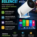 BUĞZ Taşınabilir sinema projektörü Bluetooth Android 11 akıllı projeksiyon wifi beyaz