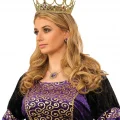 BUĞZ Taşlı Rönesans Kostümlü Kraliyet Ortaçağ Altın Kraliçe Prenses Tacı