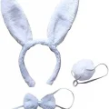  Tavşan Kostüm Seti Taç Papyon Kuyruk Beyaz Renk