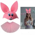 BUĞZ Tavşan Kostümü Pembe - 23 Nisan Tavşan Şapka ve Tütü Etek Seti 2 Parça