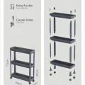  Tekerlekli 3 Katlı Çok Amaçlı Raf Ünitesi - Banyo Mutfak Düzenleyici Organizer Raf