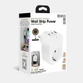 BUĞZ Tekli Yüksek Voltaj Korumalı Duvar Prizi 2x Type-c 1x Usb Çıkışlı Priz Grup Priz Çoğaltıcı Beyaz