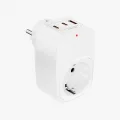 BUĞZ Tekli Yüksek Voltaj Korumalı Duvar Prizi 2x Type-c 1x Usb Çıkışlı Priz Grup Priz Çoğaltıcı Beyaz