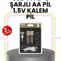 BUĞZ Tekrar Şarj Edilebilir AA USB Type-C Pil | 1000+ Döngü | 1.5V Sabit Voltaj