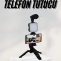  Telefon Tutucu Led Işıklı Kumandalı Mikrofon Telefon Vlog Video Kayıt