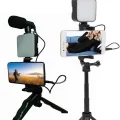  Telefon Tutucu Led Işıklı Kumandalı Mikrofon Telefon Vlog Video Kayıt