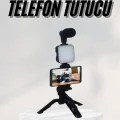BUĞZ Telefon Tutucu Led Işıklı Kumandalı Mikrofon Telefon Vlog Video Kayıt - Lisinya
