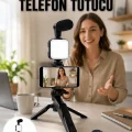 BUĞZ Telefon Tutucu Led Işıklı Kumandalı Mikrofon Telefon Vlog Video Kayıt Yeni Nesil