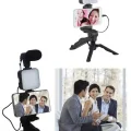 BUĞZ Telefon Tutucu Led Işıklı Kumandalı Mikrofon Telefon Vlog Video Kayıt Yeni Nesil