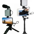 BUĞZ Telefon Tutucu Led Işıklı Kumandalı Mikrofon Telefon Vlog Video Kayıt Yeni Nesil