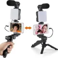 BUĞZ Telefon Tutucu Mikrofonlu Işıklı Youtuber Video Kayıt