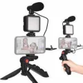 BUĞZ Telefon Tutucu Mini Mikrofonlu Tripod Vlog Çekim Video