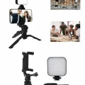 BUĞZ Telefon Tutucu Mini Mikrofonlu Tripod Vlog Çekim Video