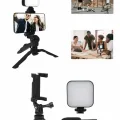 BUĞZ Telefon Tutucu Mini Mikrofonlu Tripod Vlog Çekim Video
