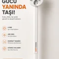 BUĞZ Teleskopik Çoklu Priz, 3’lü Topraklı + Usb-c & Usb-a, Yükseklik Ayarlı, Işıklı Anahtarlı Uzatma Priz