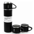  Termos Paslanmaz Çelik Termos Siyah Renk 3 Bardaklı Termos Seti