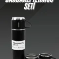  Termos Seti Paslanmaz Çelik 3 Bardaklı Vakumlu Termos Set 500 Ml 12 Saate Kadar Isı Koruma