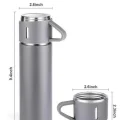  Termos Seti Paslanmaz Çelik 3 Bardaklı Vakumlu Termos Set 500 Ml 12 Saate Kadar Isı Koruma