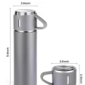  Termos Seti Paslanmaz Çelik 3 Bardaklı Vakumlu Termos Set 500 Ml 12 Saate Kadar Isı Koruma