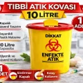 BUĞZ Tıbbi Atık Kovası 10 Litre 1 Adet Kapaklı Tıbbi Atık Kutusu Enfekte Atık Kovası