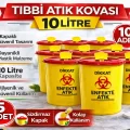 BUĞZ Tıbbi Atık Kovası 10 Litre 10 Adet Kapaklı Tıbbi Atık Kutusu Enfekte Atık Kovası Seti
