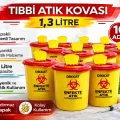 BUĞZ Tıbbi Atık Kovası 1,3 Litre 10 Adet Kapaklı Tıbbi Atık Kutusu Enfekte Atık Kovası Seti