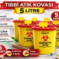 BUĞZ Tıbbi Atık Kovası 5 Litre 5 Adet Kapaklı Tıbbi Atık Kutusu Enfekte Atık Kovası