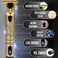 BUĞZ Tıraş Makinesi Şarjlı Profesyonel Saç Kesme Makinesi Gold Çizik Tıraş