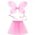 BUĞZ Toz Pembe Kelebek Kostümü - Toz Pembe Kelebek Kostüm Aksesuar Seti 4 Parça