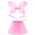 Toz Pembe Kelebek Kostümü - Toz Pembe Kelebek Kostüm Aksesuar Seti 4 Parça