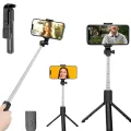BUĞZ Tripod Selfie Çubuğu Bluetooth Kumandalı Kablosuz Led Işıklı