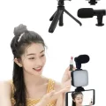 BUĞZ Tripod Telefon Tutucu Kumandalı Mikrofon Led Işık Vlog Video Kayıt