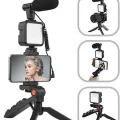 BUĞZ Tripod Telefon Tutucu Kumandalı Mikrofon Led Işık Vlog Video Kayıt - Lisinya