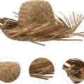 BUĞZ Tropikal Parti Naturel Hasır Hawaii Şapkası 13x36 Cm