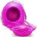 BUĞZ Tropikal Parti Pembe Fuşya Hasır Hawaii Şapkası 13x36 cm