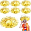 BUĞZ Tropikal Parti Sarı Hasır Hawaii Şapkası 13x36 Cm