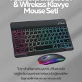  Tüm Cihazlarla Uyumlu RGB Işıklı Kablosuz Klavye ve Mouse Seti